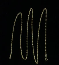 New 14K 1.65 Gram Solid Yellow Gold 19" Twisted Cuban Pendant Necklace Chain -NT