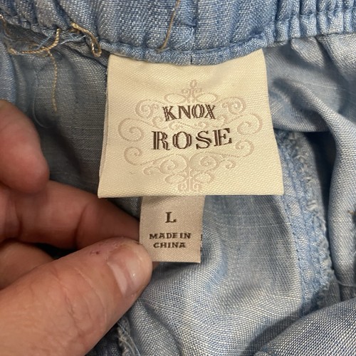 Knox Rose Chambray Denim Joggers Pull On Cordon Taille Pantalon Femme Taille L - Photo 8/9
