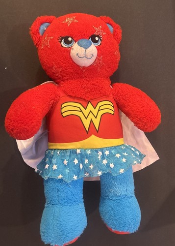 Build a Bear 16 Zoll Wonder Woman roter Bär mit Outfit Glitzer Sterne - Bild 1 von 7