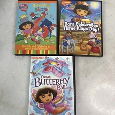 3 Nick Jr. DVD Dora The Explorer Three Kings Fiesta Butterfly Lot Set
