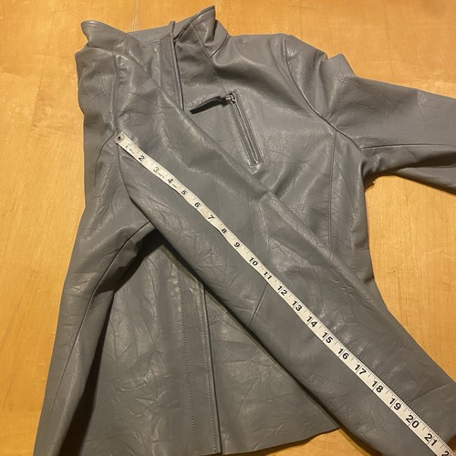 Ladies CIGNO NERO- Gray- Leather Jacket- Size 46 - US Size 14 - Picture 17 of 18
