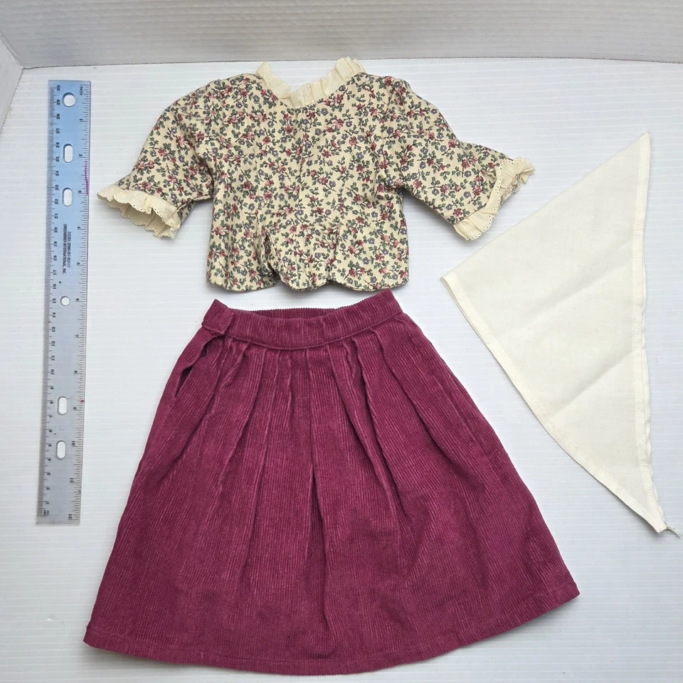 Handmade Dupe American Girl Felicity Floral Laced Jacket, Corduroy Skirt & Scarf - Image 2 of 2