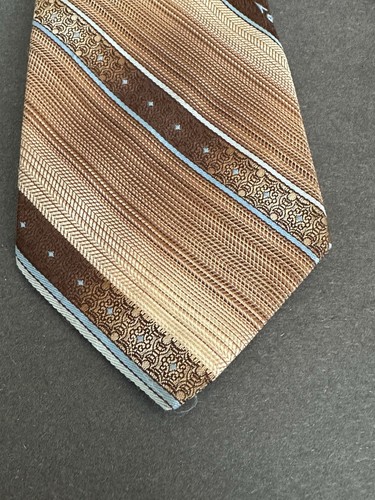 Vintage Wembley Men’s Brown Beige Blue Striped Necktie Pre-owned  - Picture 4 of 7