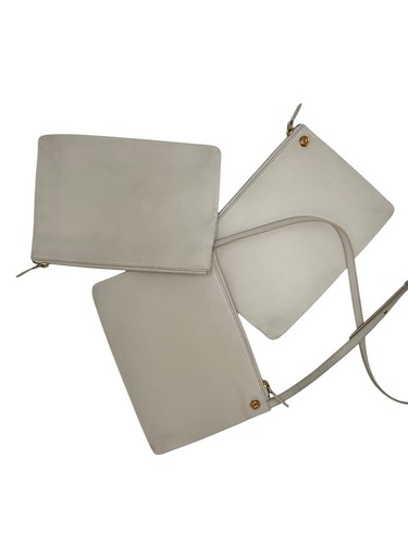 Celine Paris Women’s Large Trio Crossbody Shoulder Bag Leather Pouch Off-white - Picture 5 of 23