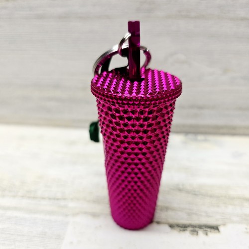 Starbucks Metallic Pink Studded Tumbler Cup Ornament Key Chain Holiday 2022 - Picture 2 of 6