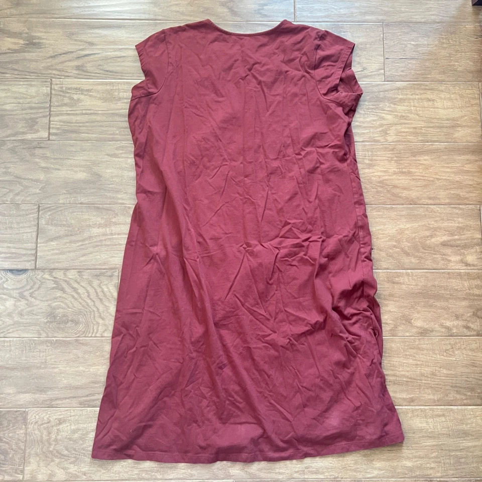 Denim & Co Essentials Perfect Jersey Midi Dress Size XLP Petite Red Side Slit - Image 2 of 4