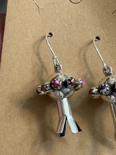 STERLINGSILBER INDIANER SW TÜRKIS KÜRBIS BLÜTE OHRHÄNGER .925 - Bild 5 von 12