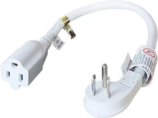 1875W Low Profile Flat Plug 1Ft Extension Cord 14AWG 15A White