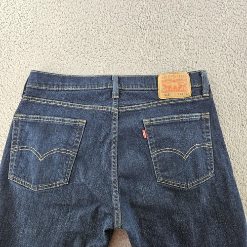 Levis Jeans Mens 34x32 Blue 513 Slim Straight Stretch Denim 5 Pocket Classic Fit - Picture 15 of 18