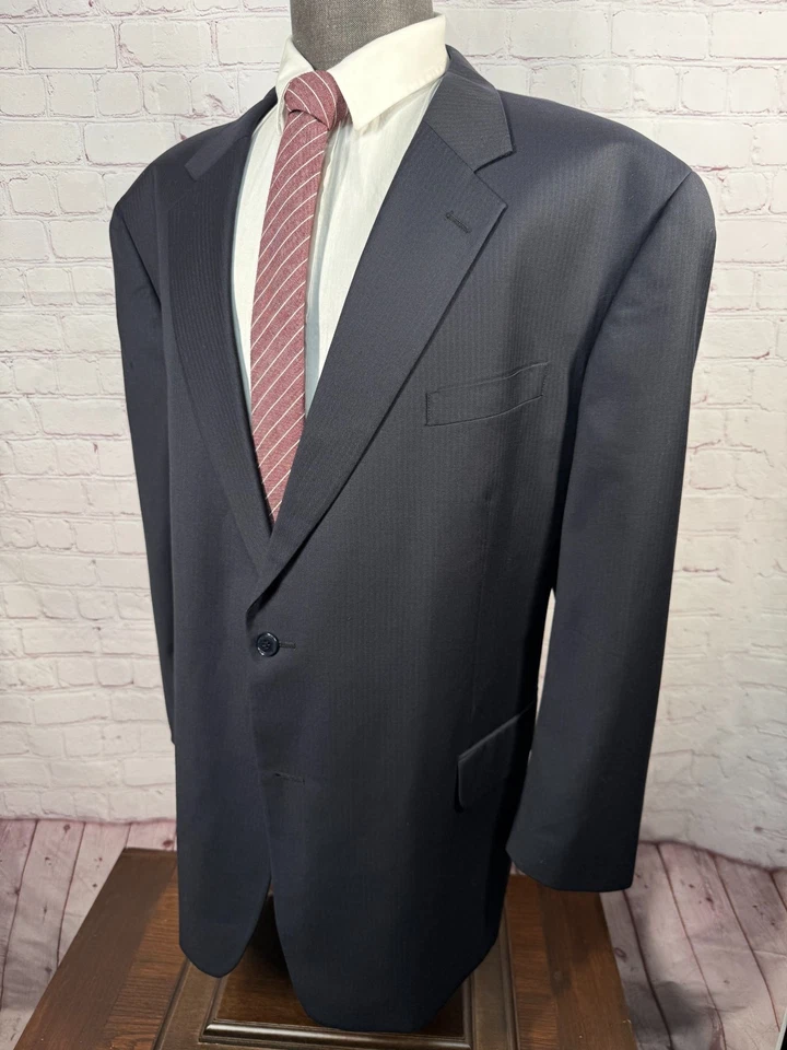 JONES NEW YORK Hombres Azul Marino Lana Cachemira 2 piezas Traje 52R Chaqueta 44x26 Pantalón Foto 3 de 4