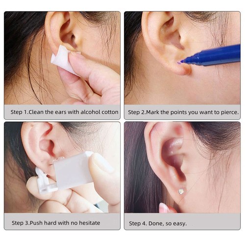 2 Pack Self Ear Piercing Gun Earring Disposable Kit No Pain Easy... - Picture 3 of 6