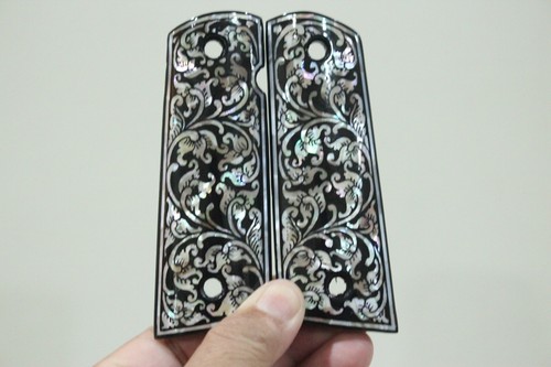 Empuñaduras Magwell 1911 para Colt Kimber Ruger Taurus tamaño completo arte de flores negras bonitas - Imagen 17 de 24