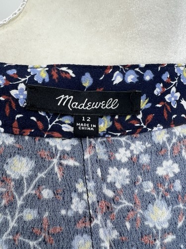 Madewell Skirt Womens 12 Blue Floral Ruffled Midi Wrap Flowy Boho Artsy NWT - Picture 3 of 6