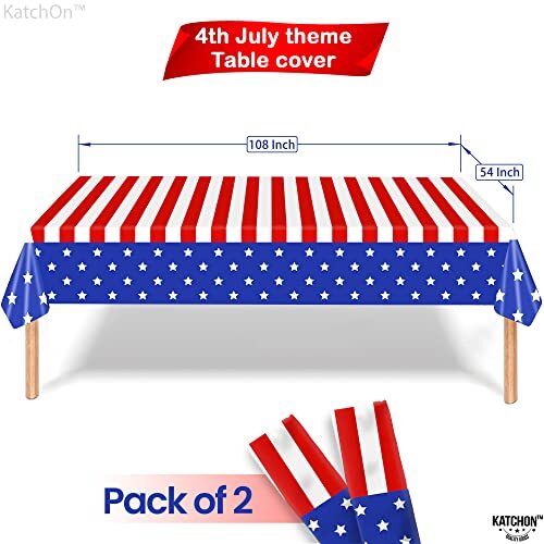 , 4th of July Table Cloth - 2 Pieces, 108x54 Inch | Fourth of July Table Cloth - Bild 4 von 7