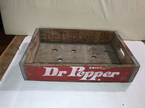 VTG 1970'S DR. PEPPER BOTTLING CO. 16OZ Wood Soda POP Crate Box LAKE CHARLES, LA
