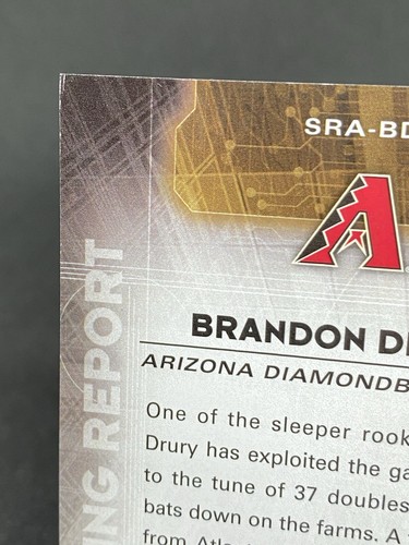 Brandon Drury 2016 Scouting Report Auto SRA-BD *Bottom Front Corners, All 4 Back - Picture 5 of 8