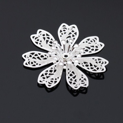 Filigree Flower Base Bead Cap Charms Jewelry Making Craft Components 28mm 10Pcs - Picture 3 of 16