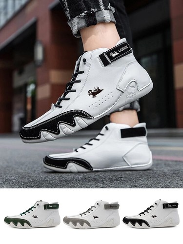 Herren Stiefeletten Hoch Bequem Sneaker Outdoor Schnürer Freizeit Leder Schuhe - Bild 10 von 26