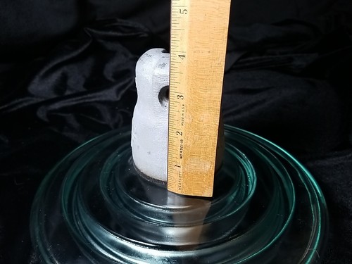 Vintage Large Green Glass Disc Saucer Suspension High Voltage Power Insulator - Picture 8 of 15