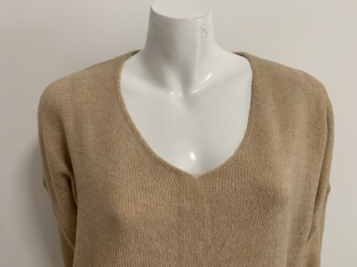 BNWT HQ sz S-M/10-12-14 35% wool knit pale apricot long sl jumper - Picture 2 of 7