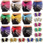 Belly Dance Skirt Hip Scarf with Gold Coin Silver Coin Skirts Wrap Noisy US FAST