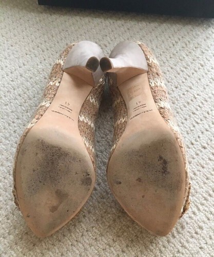 Zapatos Dolce Gabbana Zapatos Tacones Crochet Bomba Flor Beige Usados Una Vez Mujer Talla 41 - Imagen 3 de 6