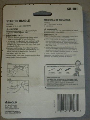 NOS! ARNOLD KIT MANIGLIA AVVIAMENTO UNIVERSALE E CAVO NYLON 44" SH-101 - Foto 2 di 2