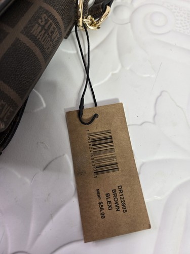 Steve Madden Brown Blexi Monogram Gold Chain Medium Satchel Purse Bag NWT - Picture 4 of 19