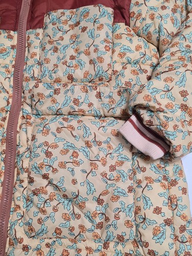 Zara Puffy Floral Print Coat Mid Length Hooded Girls Size 13-14 - Picture 8 of 20