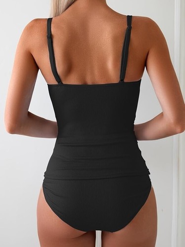 Eomenie Womens Tankini Set Ruched Tummy Control Two Piece Swimsuit X Large - Picture 2 of 2