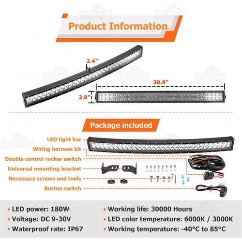 22/32/42/52'' Dual Row LED Light Bar White Amber Strobe Offroad Lamp SUV Truck - Picture 20 of 28