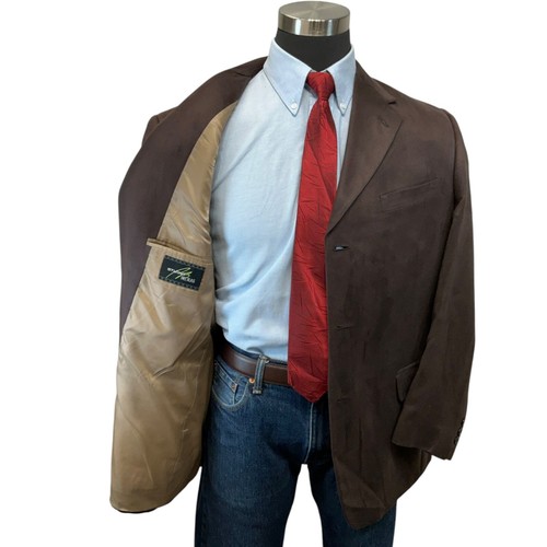 42R Studio Bill Blass Blazer Sport Coat Jacket Brown Microfiber MicroSuede New - Picture 7 of 18