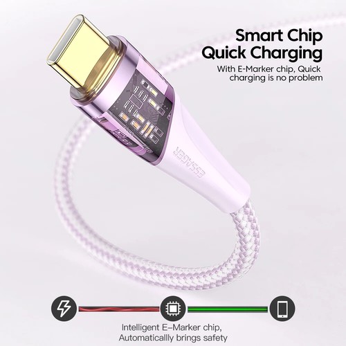 Essager PD 100W USB Type C To Type C Cable Cord Fast Charging For iPhone 16 15 - Picture 6 of 12