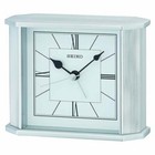 Seiko Silver Finish Quartz Battery Mantel Clock with Clear Dial & Alarm QHE173S