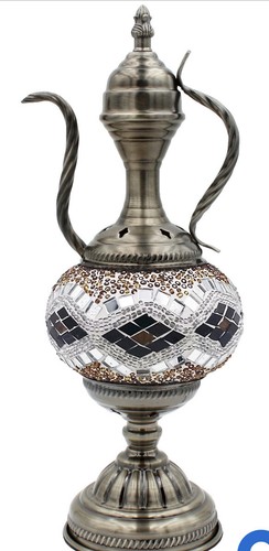 Turkish Moroccan Mosaic Bohemian Colorful Table Lamp Tea Pot Shape NEW - Picture 3 of 8