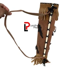 Brown Leather Back Arrow Quiver Genuine Cowhide for Hunting & Traditional Archer