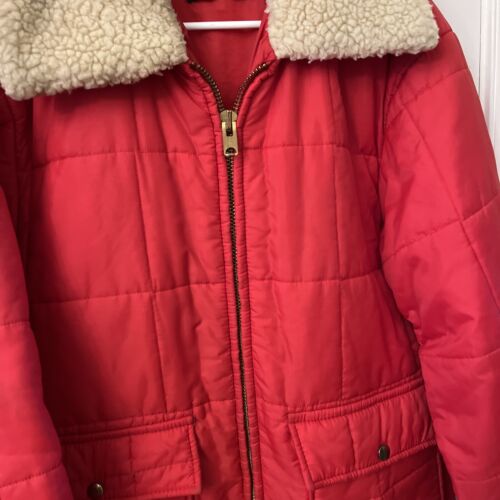 Vintage Dee Cee Rappers Red Winter Coat Sherpa Collar Made In USA Mens Size L - Picture 5 of 6