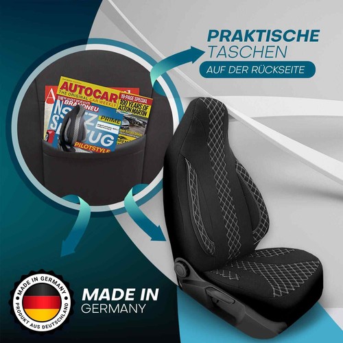 Fundas de asiento de autocaravana piloto adecuadas para BilboFTs 720 (blanco y negro) - Imagen 7 de 11