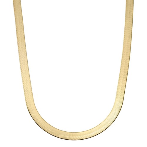 Luxurious 14K Yellow Gold over  Silver  Herringbone Necklace Snake Ringbone 16" - Picture 2 of 2