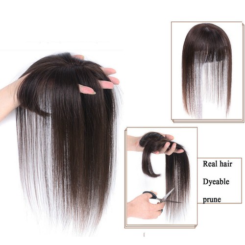 Women Girl Real Human Hair Topper Toupee Clip Hairpiece Lace Top Wig 20/ 25/30cm - Picture 7 of 14