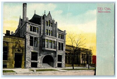 #ad #ad c1910#x27;s Elk#x27;s Club Building Street Scene Milwaukee Wisconsin WI Antique Postcard $14.98