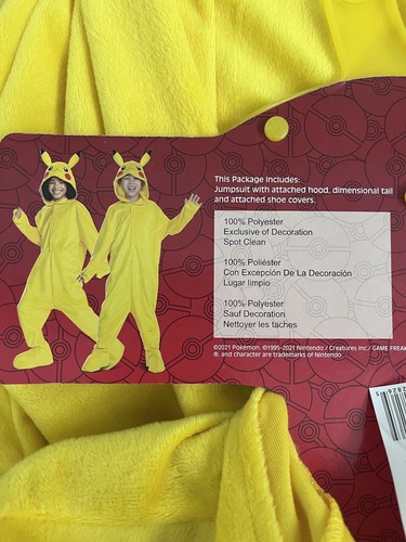 NUEVO DISFRAZ MONO POKEMON PIKACHU NIÑO, AMARILLO, TALLA PEQUEÑA - Imagen 3 de 5