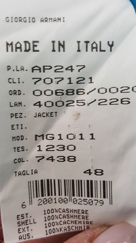 kasjmier Giorgio Label 48 maat Turquoise Black Dames jas It Armani Blazer PSX6dqd4n