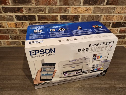Epson EcoTank ET-3850 Color Inkjet All-In-One Printer White 30 Page Count - Picture 1 of 12
