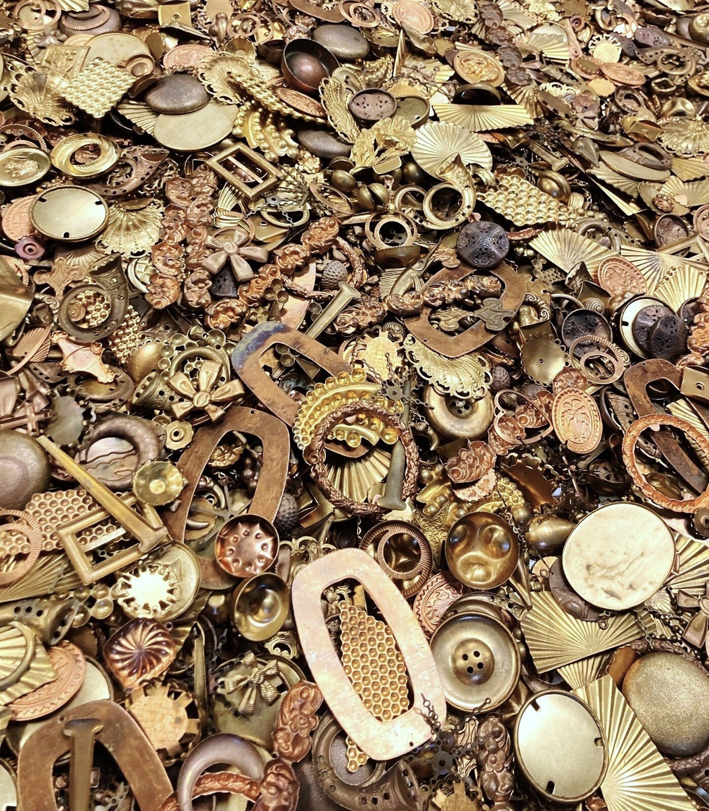 1/2 Pound Vintage Patina Aged Solid Brass Stampings Findings & Settings Lot 1589