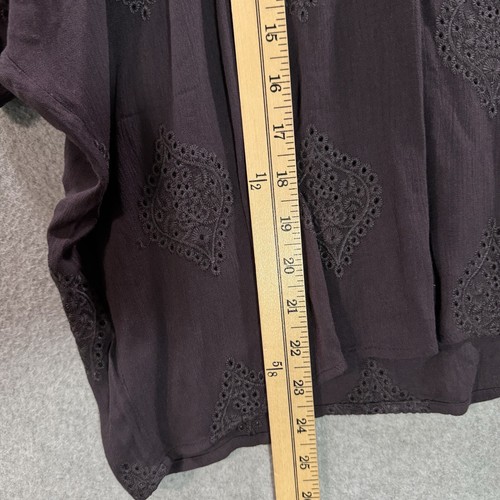 NWT By Together Women’s Small Grey Purple Embroidered Eyelet Dolman Tunic Boho - Picture 10 of 11