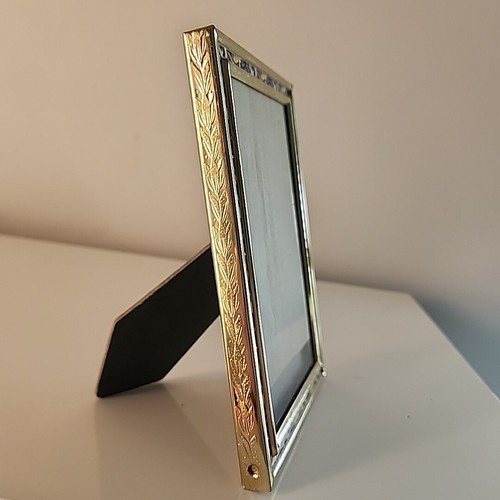 VTG Metal Brass Gold Tone Picture Frame With Colorful Floral Matting MCM 3x5 -LN - Picture 5 of 13