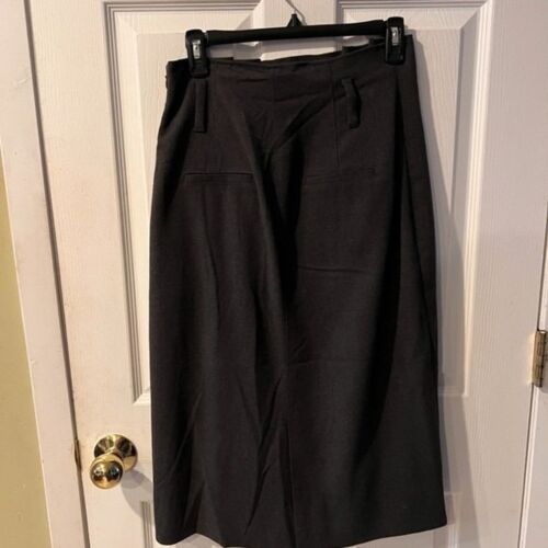 Club Monaco Skirt Womens Sz 6 Midi High Rise Paper bag Waist Gray Pleated career - Picture 9 of 10