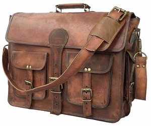 Large Real Goat Leather Vintage Brown Messenger Shoulder Laptop Bag Briefcase Large Real Goat Leather Vintage Brown Messenger Shoulder Laptop Bag Briefcase