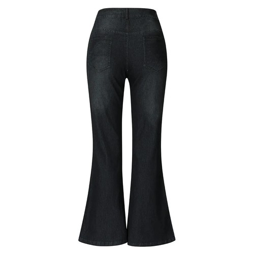 Women Stretch Waist Jeans Flare Mid Jeans Bell Slim Length Pants Women's Denim - Bild 13 von 43